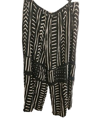 Sam Hilu Vintage Rayon Tribal Print Lightweight Wide Leg Pants Free Size